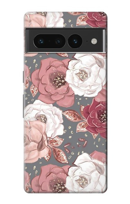 S3716 Motif floral rose Etui Coque Housse pour Google Pixel 7 Pro