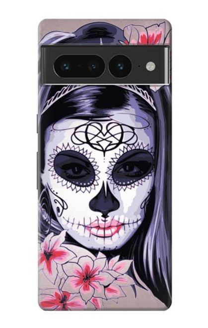 S3821 Sugar Skull Steampunk Fille Gothique Etui Coque Housse pour Google Pixel 7 Pro