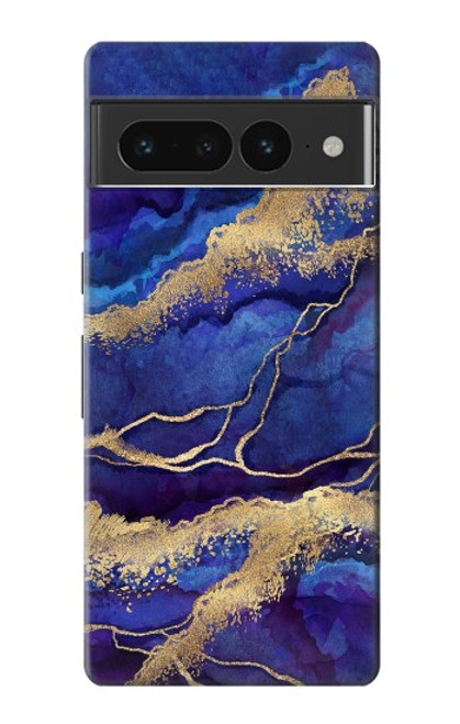 S3906 Marbre violet bleu marine Etui Coque Housse pour Google Pixel 7 Pro