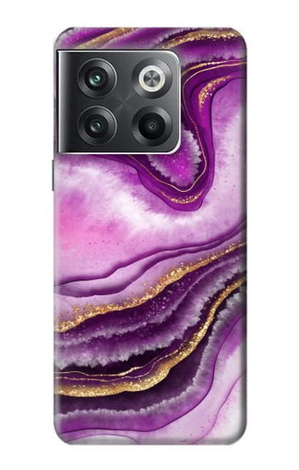 S3896 Stries d'or en marbre violet Etui Coque Housse pour OnePlus Ace Pro