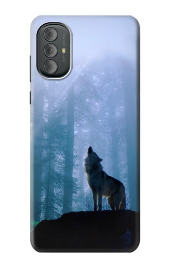 S0935 Loup Hurlant dans la forêt Etui Coque Housse pour Motorola Moto G Power 2022, G Play 2023