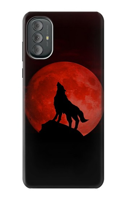 S2955 Loup Hurlant Rouge Lune Etui Coque Housse pour Motorola Moto G Power 2022, G Play 2023