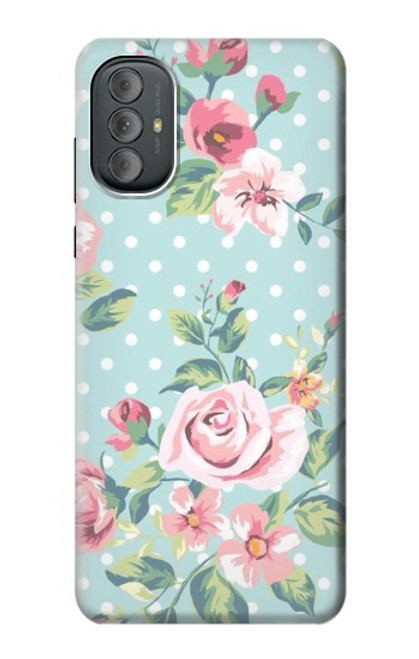 S3494 Rose à pois millésimé Etui Coque Housse pour Motorola Moto G Power 2022, G Play 2023