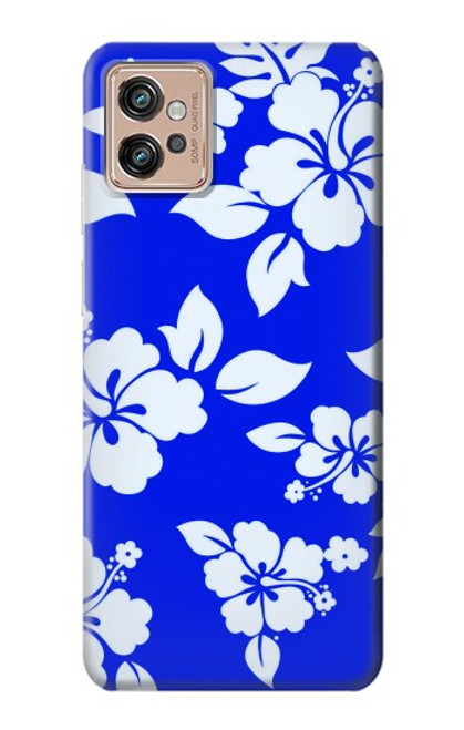 S2244 Motif Hawai Hibiscus Bleu Etui Coque Housse pour Motorola Moto G32