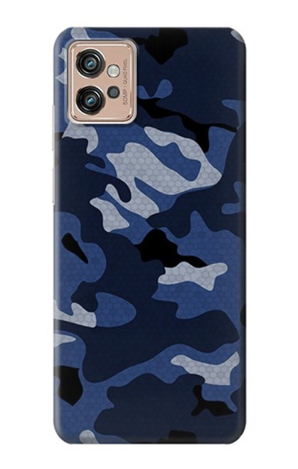 S2959 Marine Bleu Camo camouflage Etui Coque Housse pour Motorola Moto G32