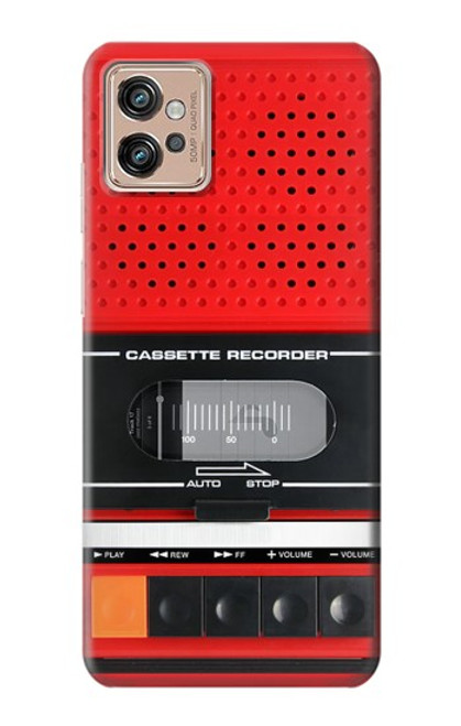 S3204 Rouge Cassette Recorder graphique Etui Coque Housse pour Motorola Moto G32