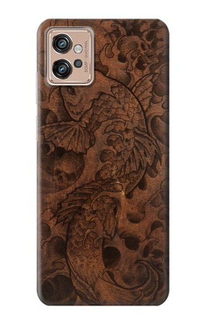 S3405 Graphique poisson Tatouage cuir Imprimer Etui Coque Housse pour Motorola Moto G32