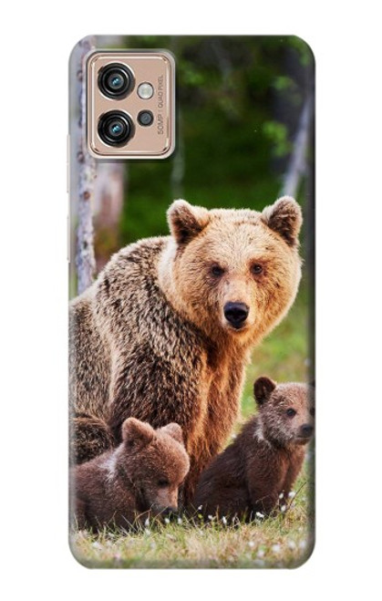 S3558 Famille d'ours Etui Coque Housse pour Motorola Moto G32