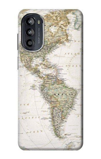 S0604 Carte du monde Etui Coque Housse pour Motorola Moto G52, G82 5G