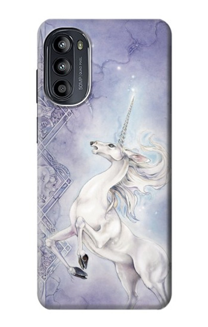 S1134 Cheval Blanc Licorne Etui Coque Housse pour Motorola Moto G52, G82 5G