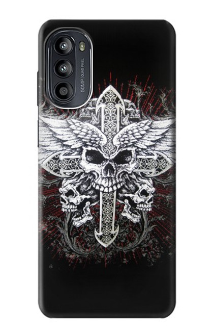 S1434 Crâne Tatouage Motard Aile Etui Coque Housse pour Motorola Moto G52, G82 5G