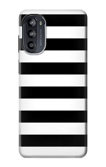 S1596 Noir et blanc rayé Etui Coque Housse pour Motorola Moto G52, G82 5G