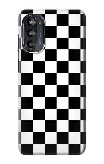 S1611 Échiquier Damier Noir Blanc Etui Coque Housse pour Motorola Moto G52, G82 5G