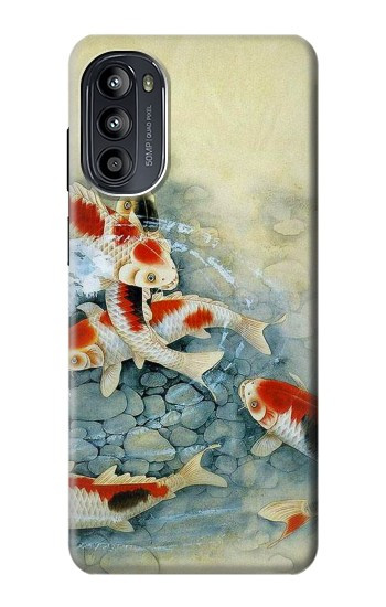 S1654 Carpe Koï poisson Peinture Art Etui Coque Housse pour Motorola Moto G52, G82 5G