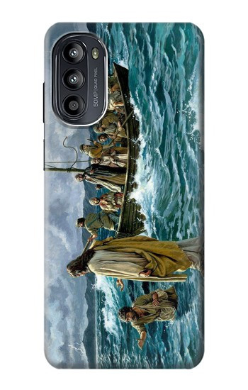 S1722 Jésus marcher sur la mer Etui Coque Housse pour Motorola Moto G52, G82 5G