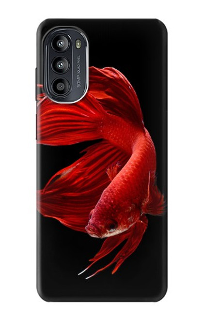 S2092 Rouge Poisson Combattant Etui Coque Housse pour Motorola Moto G52, G82 5G