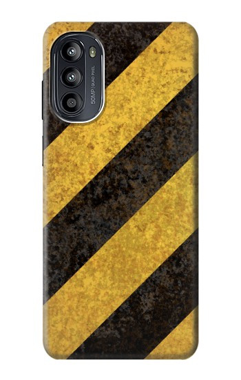 S2231 Noir et Jaune Ligne de risque rayé Etui Coque Housse pour Motorola Moto G52, G82 5G