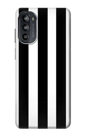 S2297 Noir et blanc rayures verticales Etui Coque Housse pour Motorola Moto G52, G82 5G