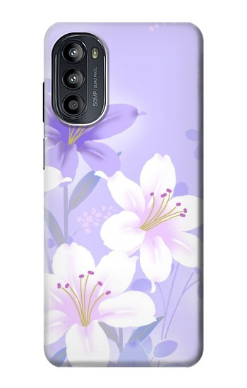 S2361 Fleurs blanches Violet Etui Coque Housse pour Motorola Moto G52, G82 5G