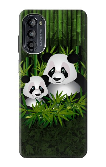 S2441 Forêt de Bambous de la famille Panda Etui Coque Housse pour Motorola Moto G52, G82 5G