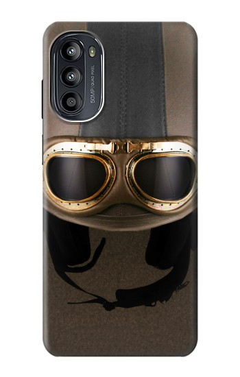S2645 Lunettes millésimé Casque de moto marron Etui Coque Housse pour Motorola Moto G52, G82 5G
