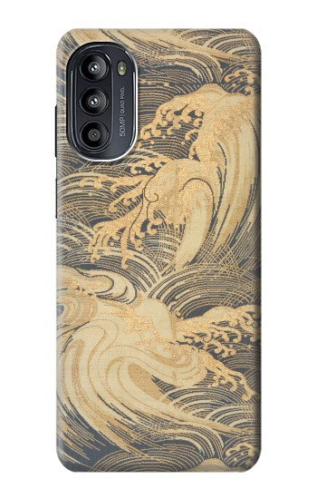 S2680 Japon Art Obi avec des vagues stylisées Etui Coque Housse pour Motorola Moto G52, G82 5G