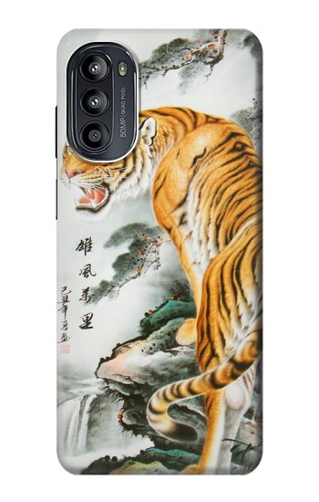 S2750 Peinture orientale Tigre chinois Etui Coque Housse pour Motorola Moto G52, G82 5G