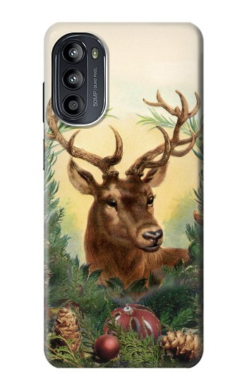 S2841 Renne de Noël millésimé Etui Coque Housse pour Motorola Moto G52, G82 5G