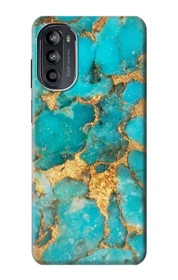S2906 Aqua Turquoise Pierre Etui Coque Housse pour Motorola Moto G52, G82 5G