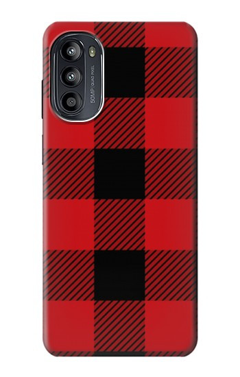 S2931 Rouge Buffle motif de vérification Etui Coque Housse pour Motorola Moto G52, G82 5G