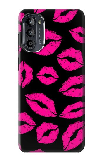 S2933 Bisous Rose Lips sur Noir Etui Coque Housse pour Motorola Moto G52, G82 5G