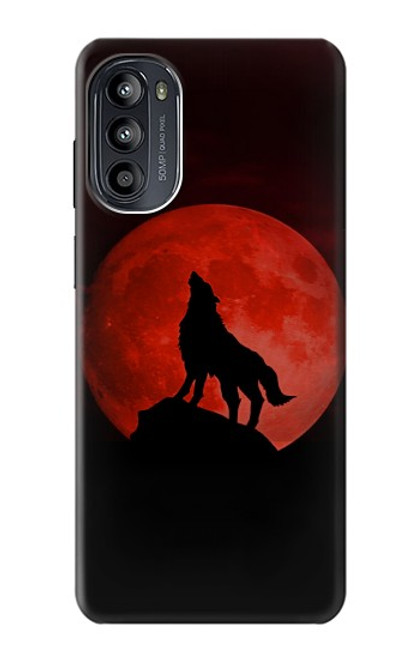 S2955 Loup Hurlant Rouge Lune Etui Coque Housse pour Motorola Moto G52, G82 5G