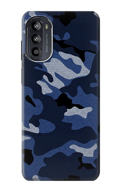 S2959 Marine Bleu Camo camouflage Etui Coque Housse pour Motorola Moto G52, G82 5G
