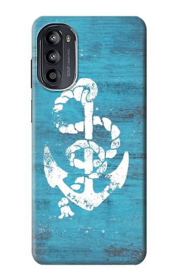 S3053 Marin Blue Anchor Etui Coque Housse pour Motorola Moto G52, G82 5G