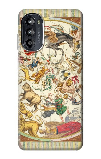 S3145 Constellation antique Carte du ciel étoilé Etui Coque Housse pour Motorola Moto G52, G82 5G