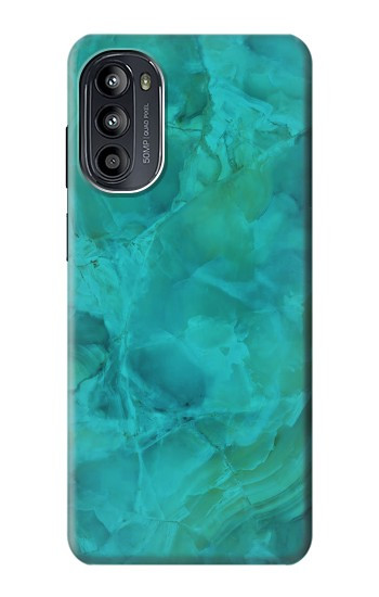 S3147 Aqua Marbre Pierre Etui Coque Housse pour Motorola Moto G52, G82 5G