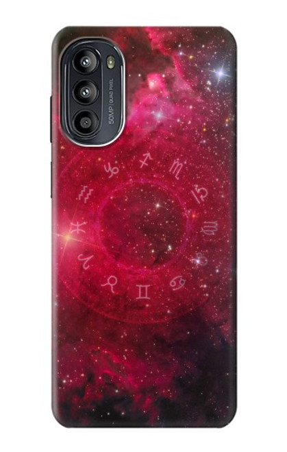 S3368 Zodiaque Rouge Galaxie Etui Coque Housse pour Motorola Moto G52, G82 5G
