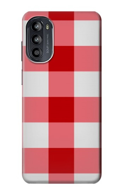 S3535 Rouge vichy Etui Coque Housse pour Motorola Moto G52, G82 5G