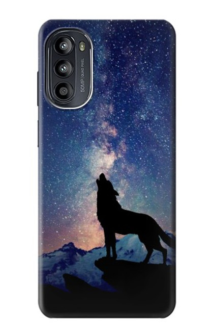 S3555 Loup Hurlant Million étoiles Etui Coque Housse pour Motorola Moto G52, G82 5G