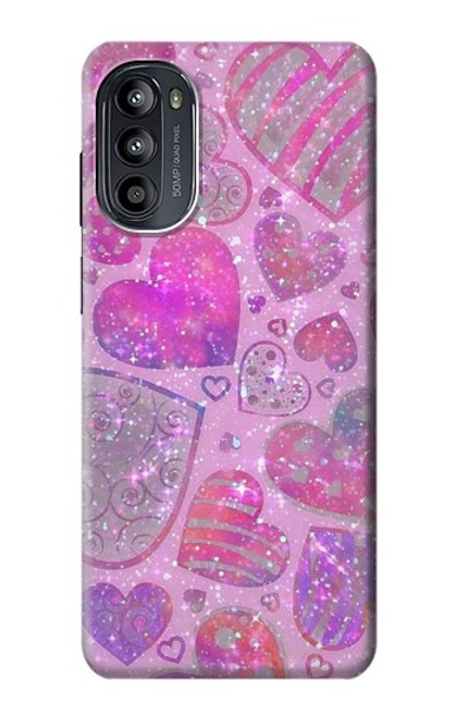 S3710 Coeur d'amour rose Etui Coque Housse pour Motorola Moto G52, G82 5G