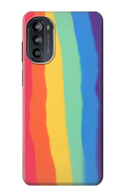 S3799 Arc-en-ciel aquarelle vertical mignon Etui Coque Housse pour Motorola Moto G52, G82 5G