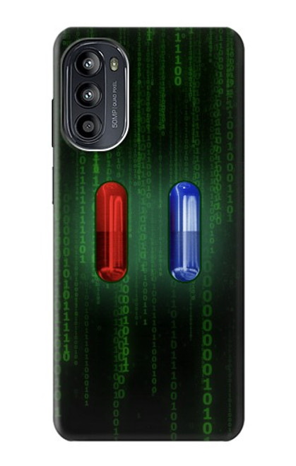 S3816 Comprimé Rouge Comprimé Bleu Capsule Etui Coque Housse pour Motorola Moto G52, G82 5G