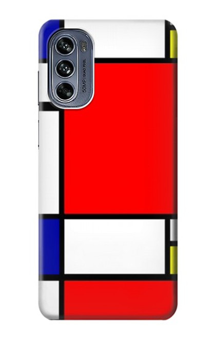 S0157 Composition Rouge Bleu Jaune Etui Coque Housse pour Motorola Moto G62 5G