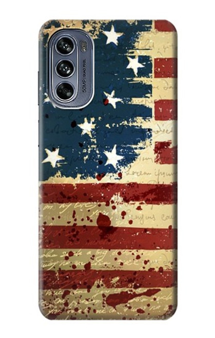 S2349 Old American Drapeau Etui Coque Housse pour Motorola Moto G62 5G