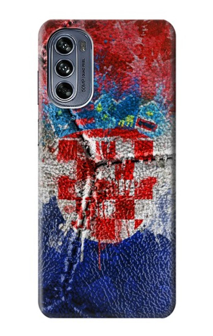 S3313 Croatie Drapeau graphique Football Millésime Etui Coque Housse pour Motorola Moto G62 5G