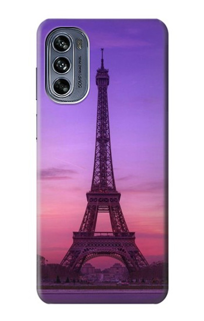S3447 Paris Eiffel Le coucher du soleil Etui Coque Housse pour Motorola Moto G62 5G