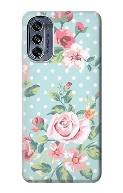 S3494 Rose à pois millésimé Etui Coque Housse pour Motorola Moto G62 5G