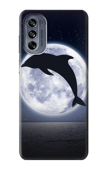 S3510 Dauphin Lune Nuit Etui Coque Housse pour Motorola Moto G62 5G