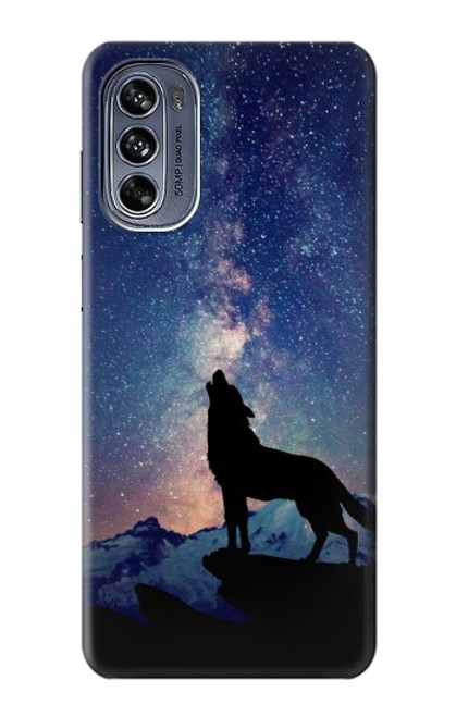 S3555 Loup Hurlant Million étoiles Etui Coque Housse pour Motorola Moto G62 5G