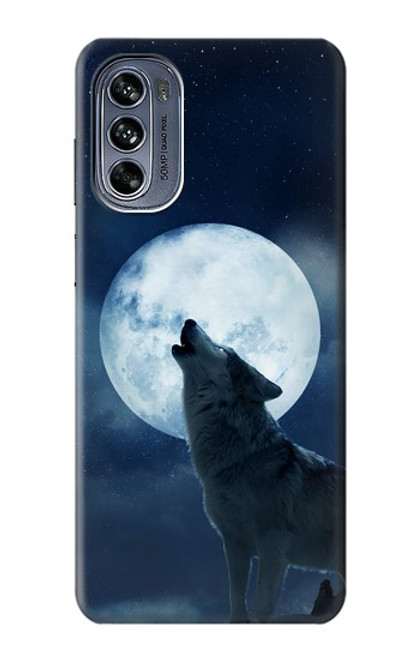 S3693 Pleine lune du loup blanc sinistre Etui Coque Housse pour Motorola Moto G62 5G